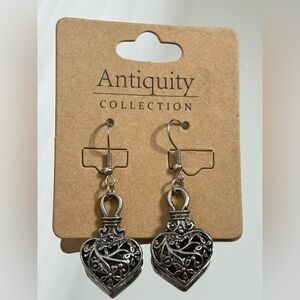Antiquity Collection Filigree Heart Dangle Earrings